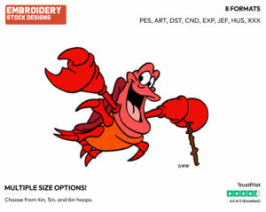 Conductor Sebastian - Disney's The Little Mermaid - Embroidery Design in 3 sizes & 8 formats