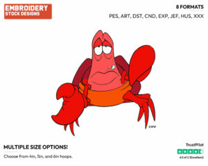 Sebastian - Disney's The Little Mermaid - Embroidery Design in 3 sizes & 8 formats