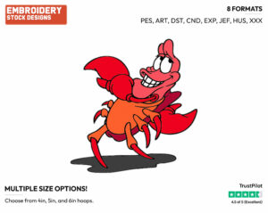 Sebastian Dancing - Disney's The Little Mermaid - Embroidery Design in 3 sizes & 8 formats