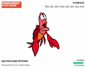 Stunned Sebastian - Disney's The Little Mermaid - Embroidery Design in 3 sizes & 8 formats