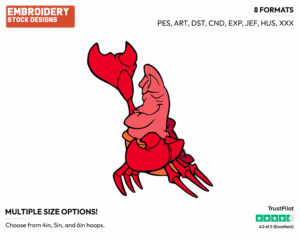 Sebastian Dancing - Disney's The Little Mermaid - Embroidery Design in 3 sizes & 8 formats