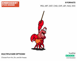 Conductor Sebastian - Disney's The Little Mermaid - Embroidery Design in 3 sizes & 8 formats