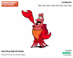 Confident Sebastian - Disney's The Little Mermaid - Embroidery Design in 3 sizes & 8 formats