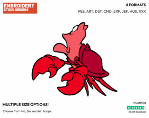 Shocked Sebastian - Disney's The Little Mermaid - Embroidery Design in 3 sizes & 8 formats