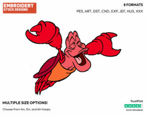 Happy - Disney's The Little Mermaid - Embroidery Design in 3 sizes & 8 formats