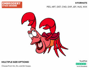 Happy Sebastian - Disney's The Little Mermaid - Embroidery Design in 3 sizes & 8 formats
