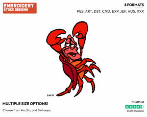 Sebastian - Disney's The Little Mermaid - Embroidery Design in 3 sizes & 8 formats