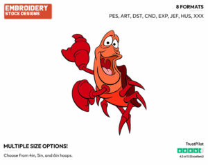 Sebastian Dancing - Disney's The Little Mermaid - Embroidery Design in 3 sizes & 8 formats