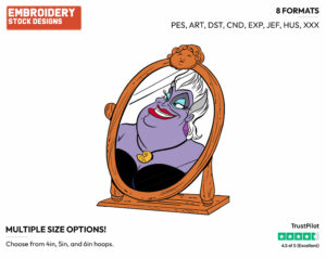 Ursula's Reflection In Mirror - Disney's The Little Mermaid - Embroidery Design in 3 sizes & 8 formats