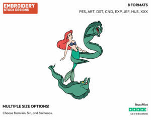 Ariel, Flotsam, Jetsam - Disney's The Little Mermaid - Embroidery Design in 3 sizes & 8 formats