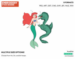 Ariel, Flotsam, Jetsam - Disney's The Little Mermaid - Embroidery Design in 3 sizes & 8 formats