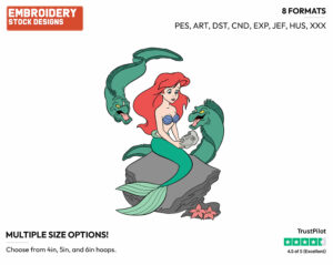 Ariel, Flotsam, Jetsam - Disney's The Little Mermaid - Embroidery Design in 3 sizes & 8 formats