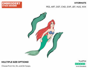 Ariel, Flotsam, Jetsam - Disney's The Little Mermaid - Embroidery Design in 3 sizes & 8 formats