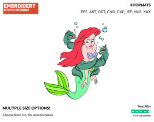 Ariel, Flotsam, Jetsam - Disney's The Little Mermaid - Embroidery Design in 3 sizes & 8 formats