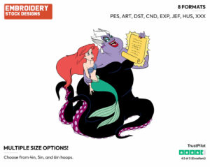 Ursula, Ariel, Contract - Disney's The Little Mermaid - Embroidery Design in 3 sizes & 8 formats