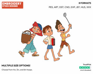Luca, Alberto And Giulia - Disney's Luca - Embroidery Design in 3 sizes & 8 formats