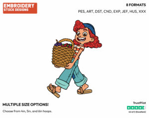 Giulia Carrying A Basket Of Fruit - Disney's Luca - Embroidery Design in 3 sizes & 8 formats