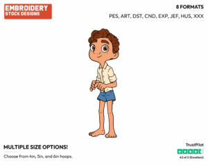 Luca - Disney's Luca - Embroidery Design in 3 sizes & 8 formats