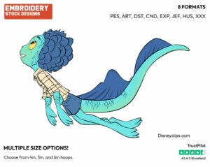Luca As A Sea Monster - Side View - Disney's Luca - Embroidery Design in 3 sizes & 8 formats
