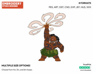 Maui Spinning Hook - Disney's Moana - Embroidery Design in 3 sizes & 8 formats