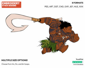 Maui - Disney's Moana - Embroidery Design in 3 sizes & 8 formats