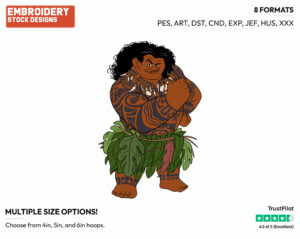 Maui - Disney's Moana - Embroidery Design in 3 sizes & 8 formats
