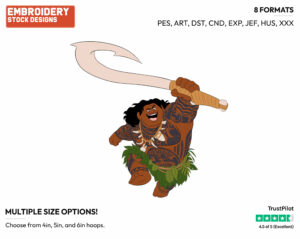 Maui - Disney's Moana - Embroidery Design in 3 sizes & 8 formats