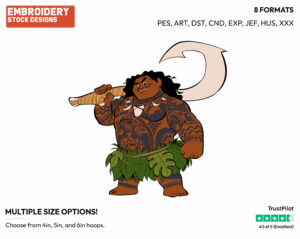 Maui - Disney's Moana - Embroidery Design in 3 sizes & 8 formats