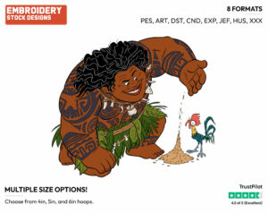 Maui, Heihei - Disney's Moana - Embroidery Design in 3 sizes & 8 formats
