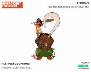 Maui, Moana, Pua, Heihei - Disney's Moana - Embroidery Design in 3 sizes & 8 formats