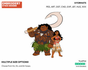 Maui, Moana - Disney's Moana - Embroidery Design in 3 sizes & 8 formats