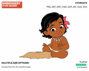 Toddler Moana - Disney's Moana - Embroidery Design in 3 sizes & 8 formats