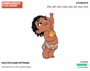 Toddler Moana - Disney's Moana - Embroidery Design in 3 sizes & 8 formats