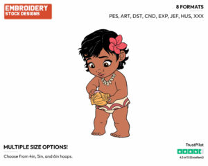 Toddler Moana - Disney's Moana - Embroidery Design in 3 sizes & 8 formats