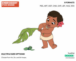 Toddler Moana - Disney's Moana - Embroidery Design in 3 sizes & 8 formats