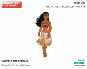 Moana Walking - Disney's Moana - Embroidery Design in 3 sizes & 8 formats