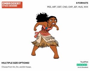Moana Growling - Disney's Moana - Embroidery Design in 3 sizes & 8 formats