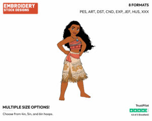 Moana Posing - Disney's Moana - Embroidery Design in 3 sizes & 8 formats