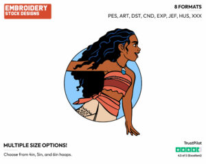 Moana Sailing - Disney's Moana - Embroidery Design in 3 sizes & 8 formats