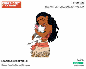 Moana Hugging Pua - Disney's Moana - Embroidery Design in 3 sizes & 8 formats