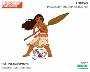 Moana, Pua - Disney's Moana - Embroidery Design in 3 sizes & 8 formats