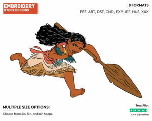 Moana Running With Heihei - Disney's Moana - Embroidery Design in 3 sizes & 8 formats