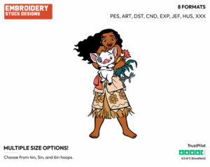 Moana, Pua, Heihei - Disney's Moana - Embroidery Design in 3 sizes & 8 formats