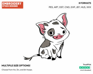 Pua - Disney's Moana - Embroidery Design in 3 sizes & 8 formats
