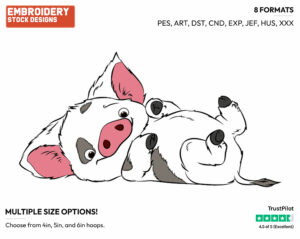 Pua On His Back - Disney's Moana - Embroidery Design in 3 sizes & 8 formats