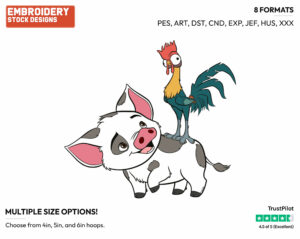 Pua, Heihei - Disney's Moana - Embroidery Design in 3 sizes & 8 formats