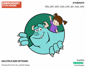Sulley, Boo - Disney's Monsters Inc. - Embroidery Design in 3 sizes & 8 formats