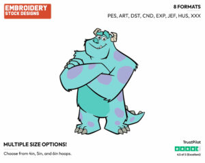 Sulley - Disney's Monsters Inc. - Embroidery Design in 3 sizes & 8 formats