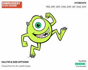 Mike Wazowski - Disney's Monsters Inc. - Embroidery Design in 3 sizes & 8 formats