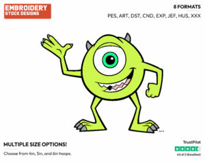 Mike Wazowski - Disney's Monsters Inc. - Embroidery Design in 3 sizes & 8 formats